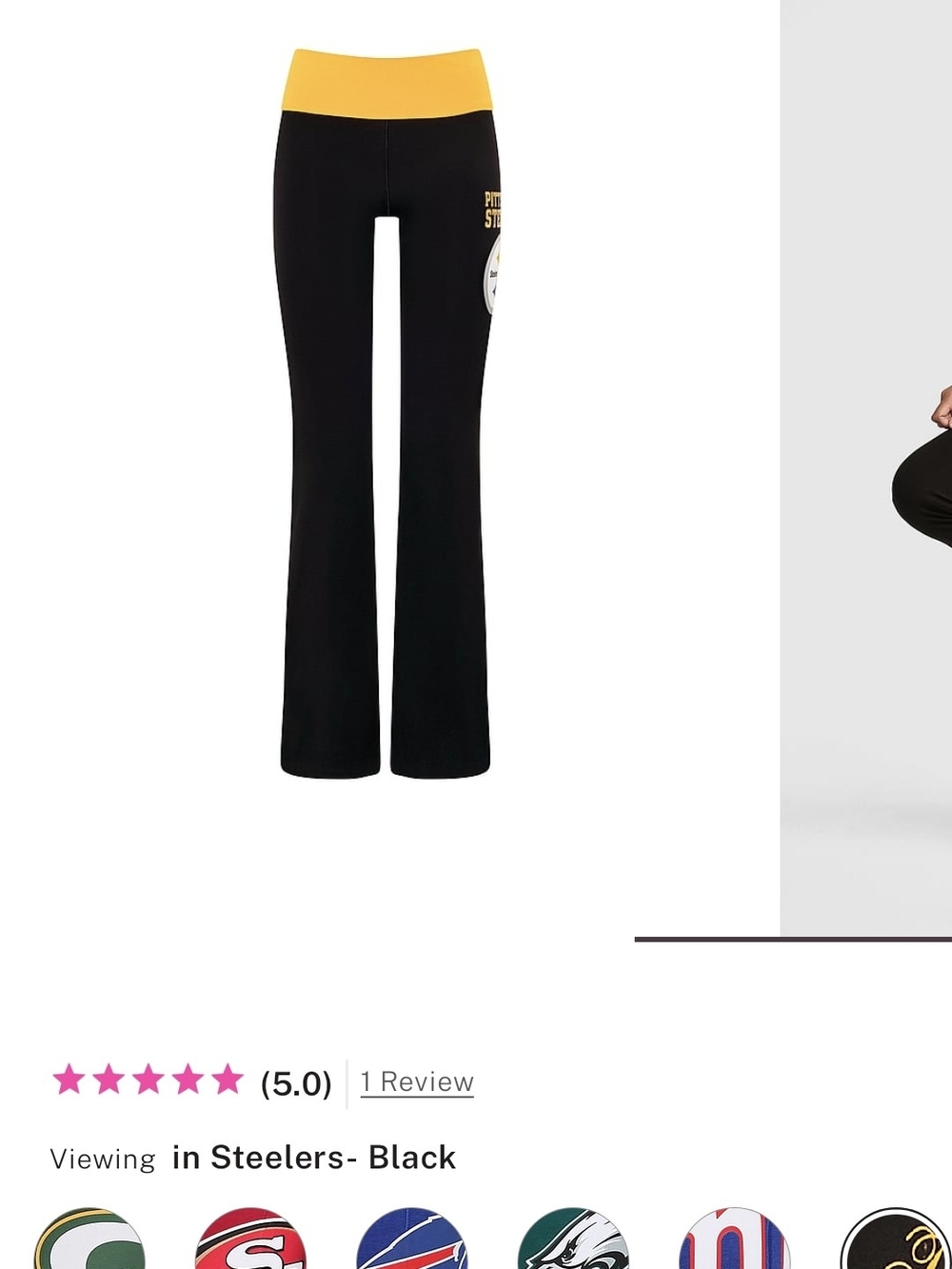 Steelers Black Flare Yoga Pants with Gold Waistband